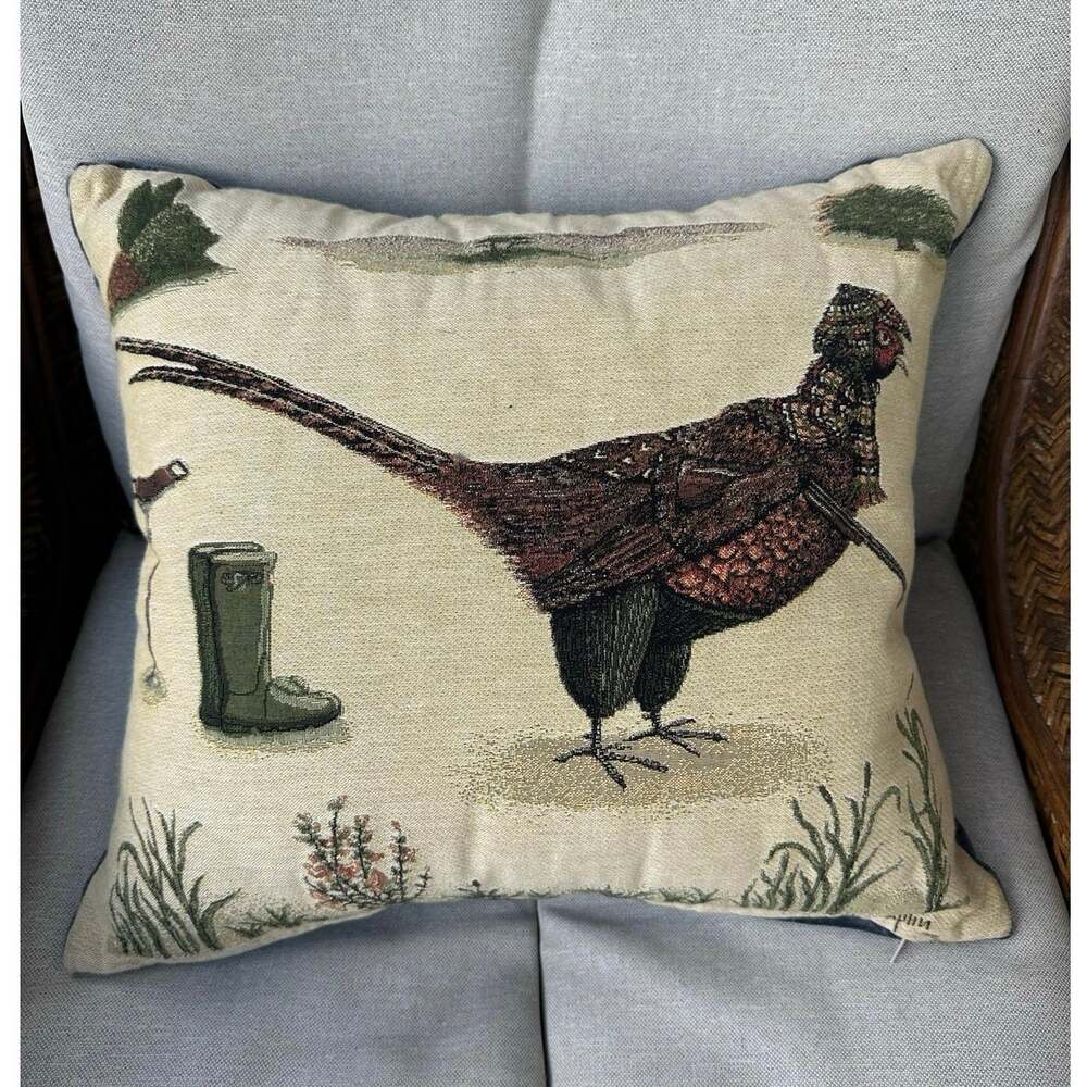Phillip Pheasant the Gamekeeper" tapestry pillow Hines of Oxford UK equestrian